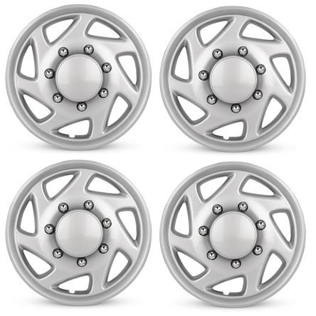 1995-2011 Ford E250 Four Piece Set 16" Silver Wheel Cover Caps / Hubcaps